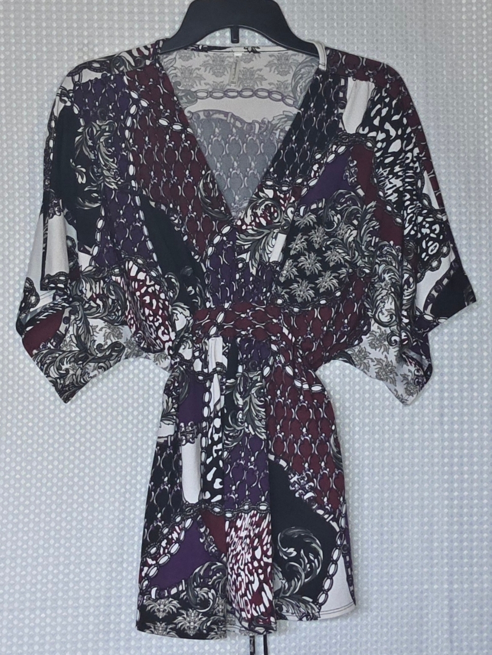 Whimsigoth Boho Wrap Blouse Cinch Waist Top Dark Academia Vibe XL - Picture 3 of 12